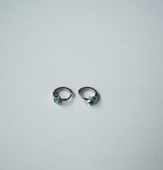 Blue star silver earring