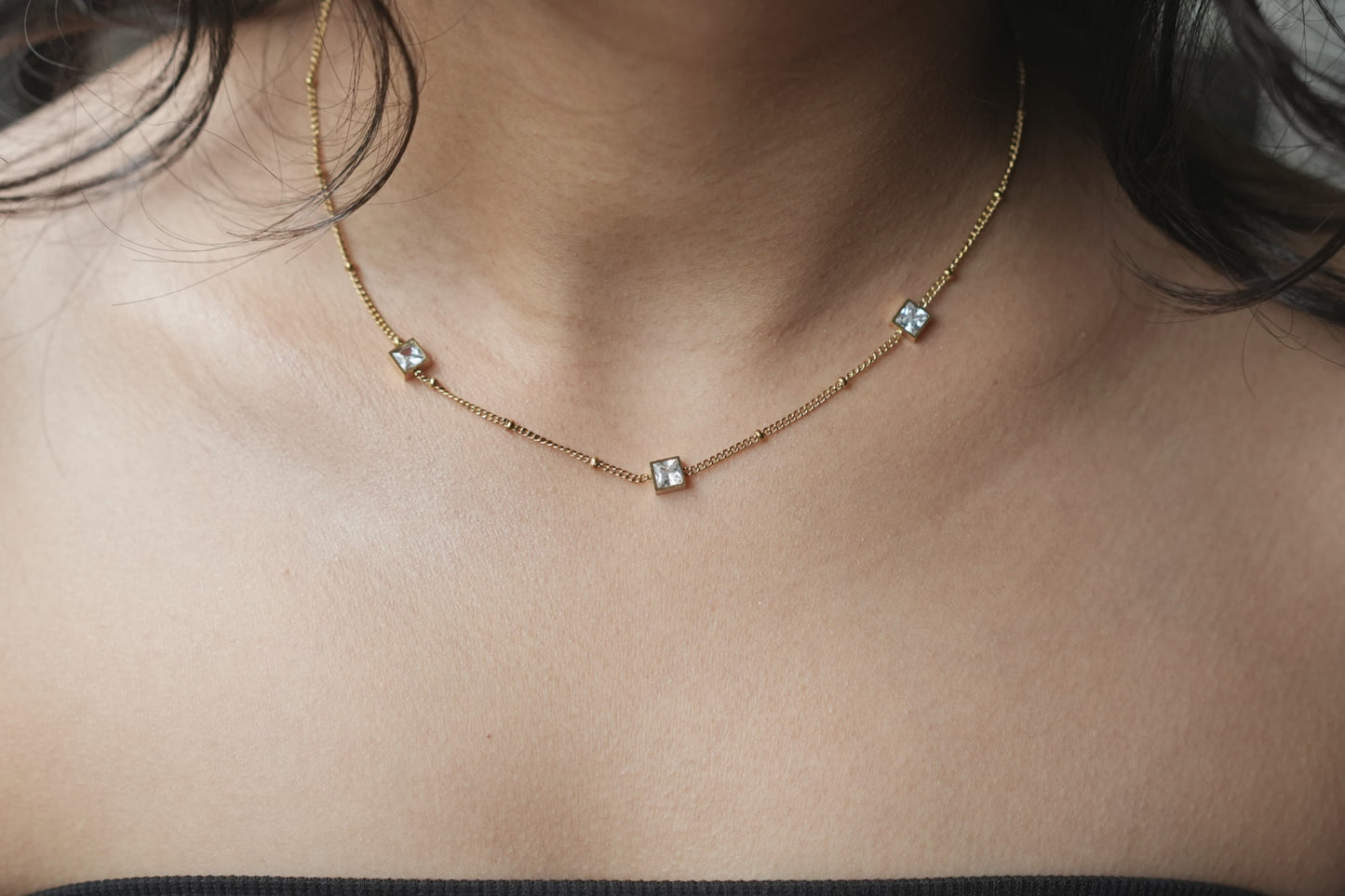 Square crystal necklace