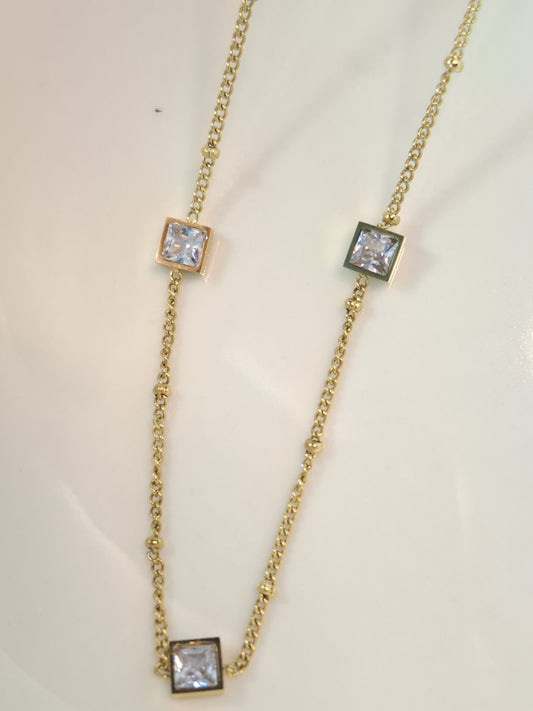 Square crystal necklace