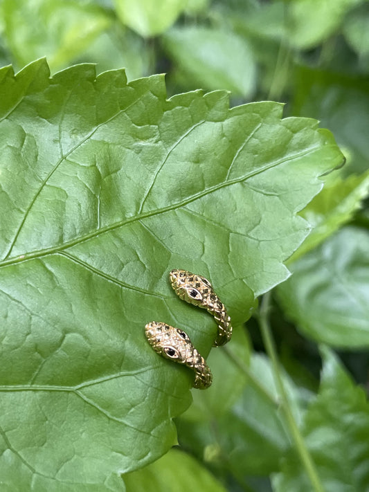 Gold snake earring